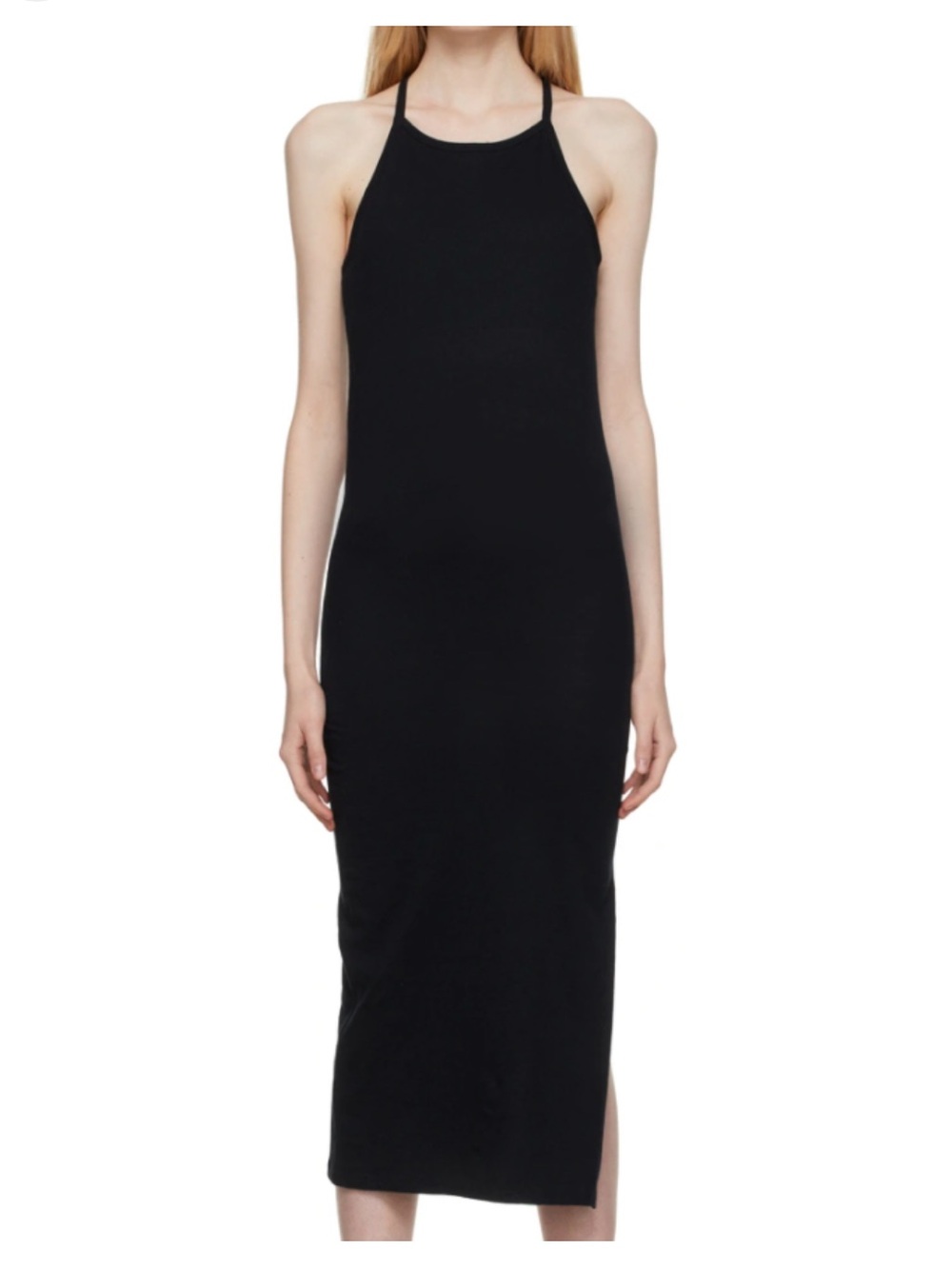 FRAME‎ Cami Tank Midi Dress Black Size Large Minimal 100% Organic Pima Cotton